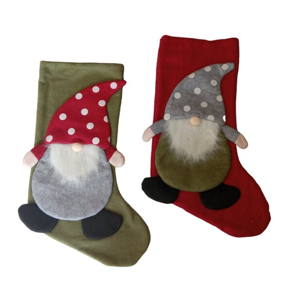 2 Large Gnome Stockings, Holiday Christmas Stockings, Christmas Decor - Picture 10 of 13